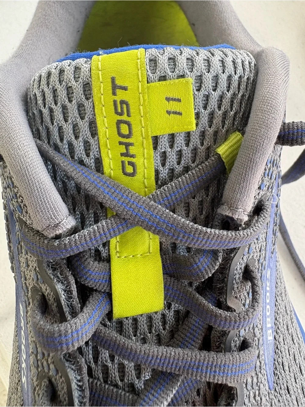 Broooks Men’s Size 13 Ghost 11 Running Shoes Lace Up Closure In Gray/Blue